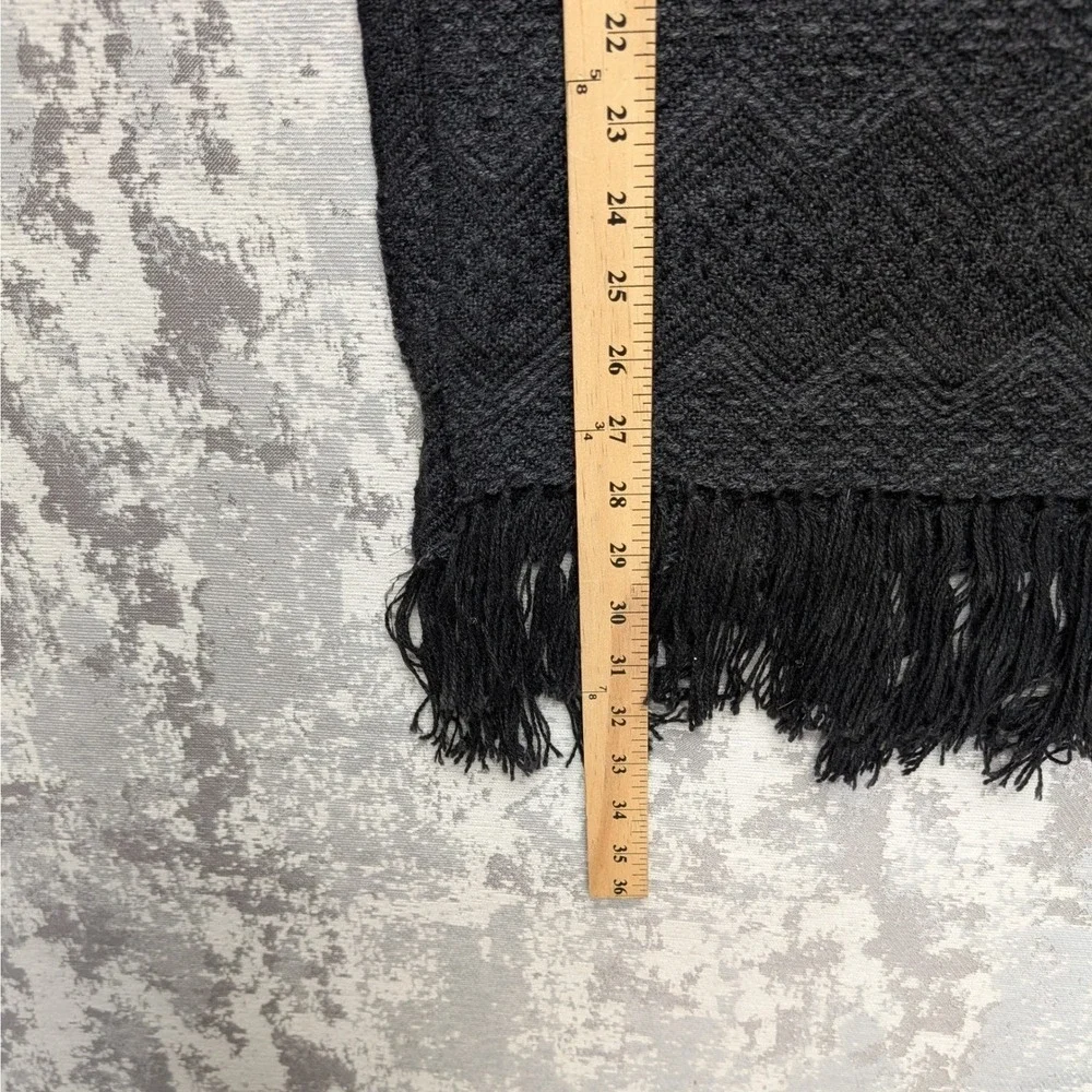 Figueroa Alpaca Charcoal Grey Chevron Textured Fringe‎ Shawl Wrap Made in Peru